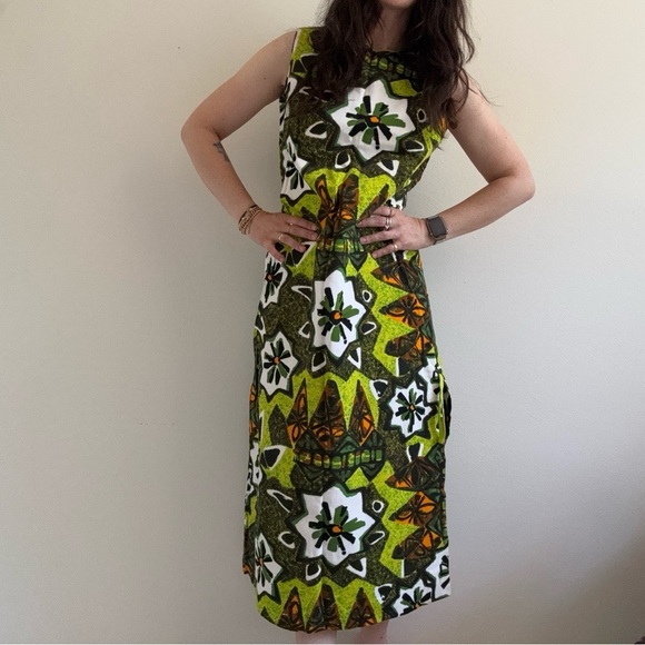 Vintage Rai Nani 70s Colorful Aloha Maxi Dress Hawaiian Sz 14 - Picture 2 of 13